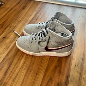 Kids Gray and Red Sneakers